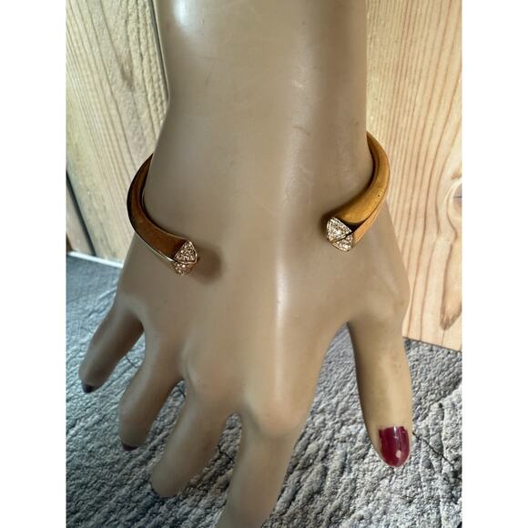 Michael Kors Open Cuff Bangle Pave Crystals Rose Gold Bracelet - Picture 4 of 9